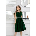 Wholesale Pleat Elegant Soiree Sleeveless Women Evening Dress Flower Pattern